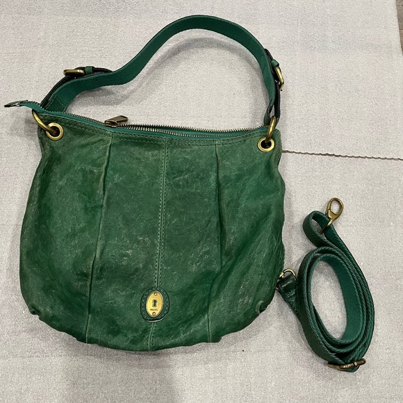 Fossil Maddox Green Leather Shoulder /Crossbody Bag - Picture 1 of 7